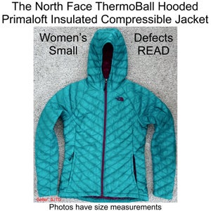 READ North Face ThermoBall Hooded Primaloft Insulated Ski Snow Jacket Women S