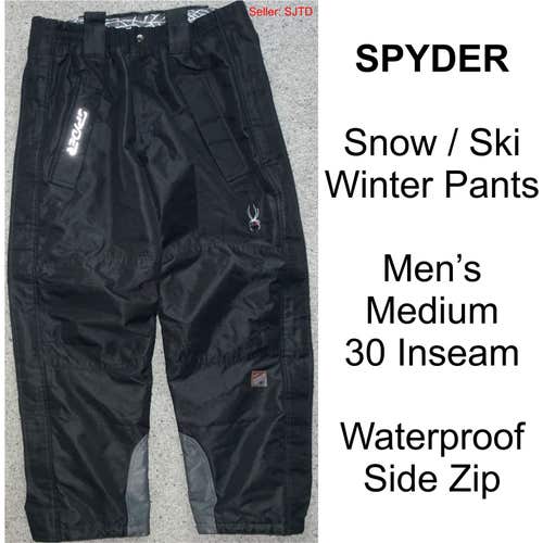 Spyder Waterproof Side Zip Snow Ski Winter Pants Men Medium 30 Inseam