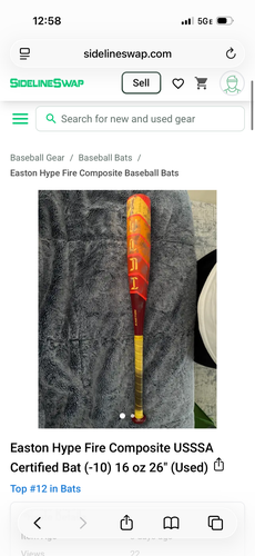 2024 Easton Hype Fire Composite USSSA Certified Bat (-10) 16 oz 26" (Used)