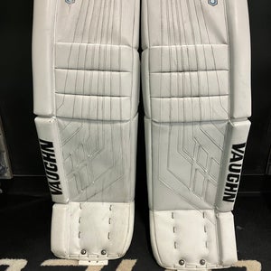 White 36" Senior Vaughn Velocity VE8 Pro Carbon Goalie Leg Pads (Used)