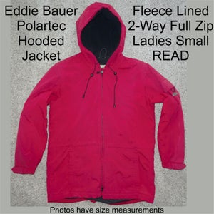 Eddie Bauer Polartec Jacket Womens Small Full Zip Hooded Fleece Lined READ