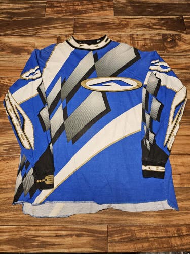 Vintage 1997 AXO Motocross Racing Sports Longsleeve Blue Vtg Jersey Size L/XL