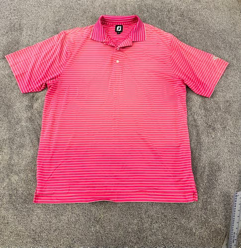 Footjoy pink striped polo shirt