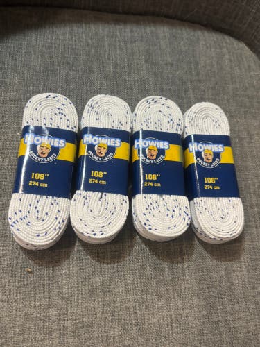 Howies Hockey Skate Laces 108” White Lot of 4 Pairs Brand New