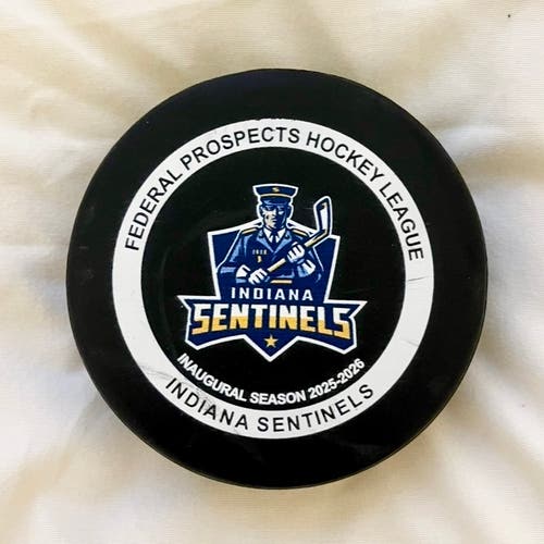 Indiana Sentinels Official Game Puck (FPHL) - Game Used