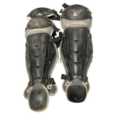 Used Champro BLACK SHIN GUARDS Catchers Leg Guards Black Adult 11834-S000045387