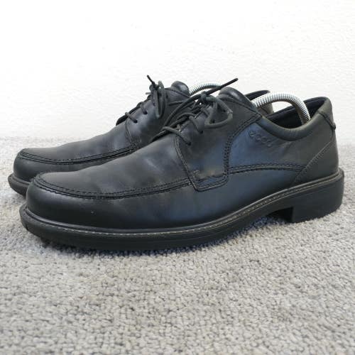 ECCO Boston Mens Size 43 EU Shoes Black Leather Oxford Apron Toe Lace Up