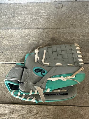Rawlings WPL11GM Youth Fastpitch Softball Glove Grey Teal 11" Players Series RHT