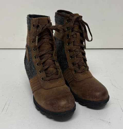Sorel Lexie Wedge Waterproof Leather/Wool Booties US 8 EU 39 EXCELLENT