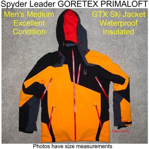 Spyder GORETEX PRIMALOFT Leader GTX Ski Jacket Men M - Orange EUC