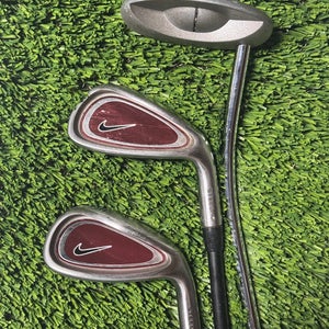 Nike Steel Jr. Junior Kids Golf Clubs Set 3 Pc Putter, PW, Mid Irons RH Youth