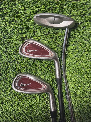 Nike Steel Jr. Junior Kids Golf Clubs Set 3 Pc Putter, PW, Mid Irons RH Youth