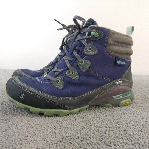 Ahnu Sugarpine Waterproof Hiking Boots Womens Size 6.5 Shoes Blue Lace Up Vibram
