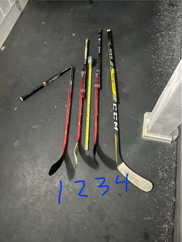 Broken hockey sticks