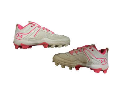 Used Under Armour BB/SB Cleats Pink And White Junior 02 11873-S000230126