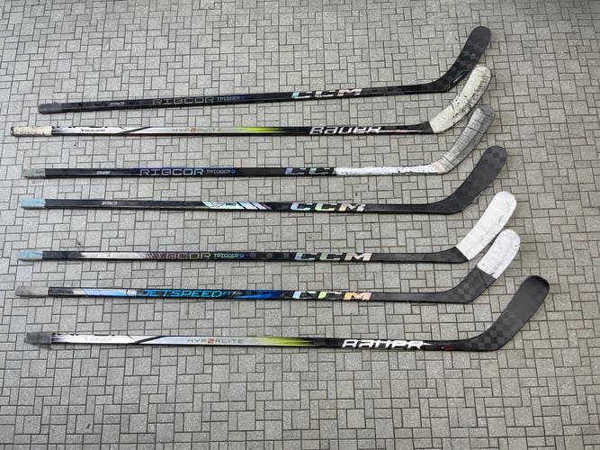7 Broken sticks 70 -75 flex top models , all of them are broken in the blade