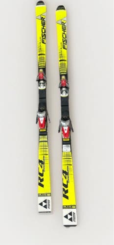 Unisex Fischer RC4 WC GS 188 cm Racing Skis With Bindings (Used)
