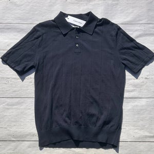 Calvin Klein Men’s Wool Blend Polo Shirt Dark Sapphire Blue Size Small