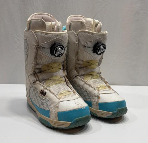 DC Scout White Leather Boa-Coiler All-Mountain Snowboard Boots US 7.5 EU 38.5