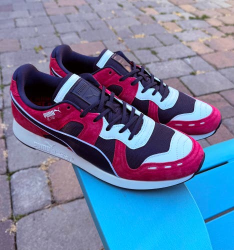 MENS PUMA RS-100 ATHLETIC SNEAKERS NUBUCK PEACOAT RED US SIZE 11.5 - BARELY USED