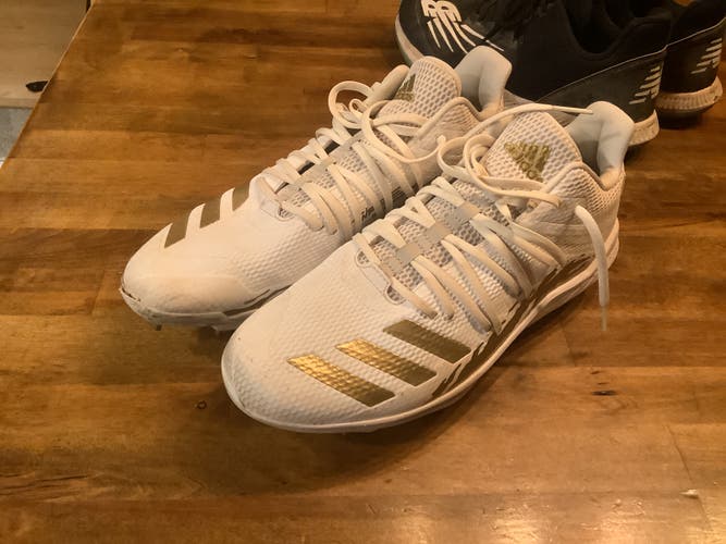 White Men's Size 13.0 (W 14.0) Adult Adidas Low Top Adizero Metal (Used)