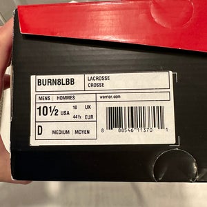 Men's Size M 10.5 (W 11.5) Adult Warrior Burn 8.0 Low Top (New) lacrosse cleat lax