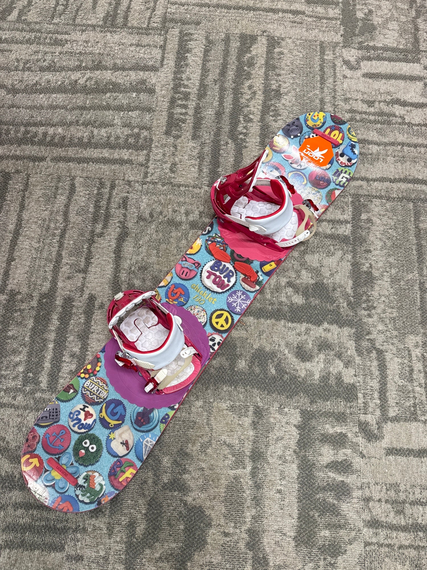 Used Burton Chicklet 120 Cm Girls Snowboard Combo | SidelineSwap