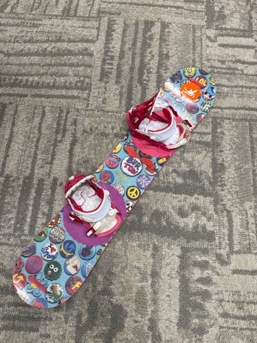 Kid's Burton Chicklet Snowboard With Small Salomon Rhythm Bindings 130 cm (Used)