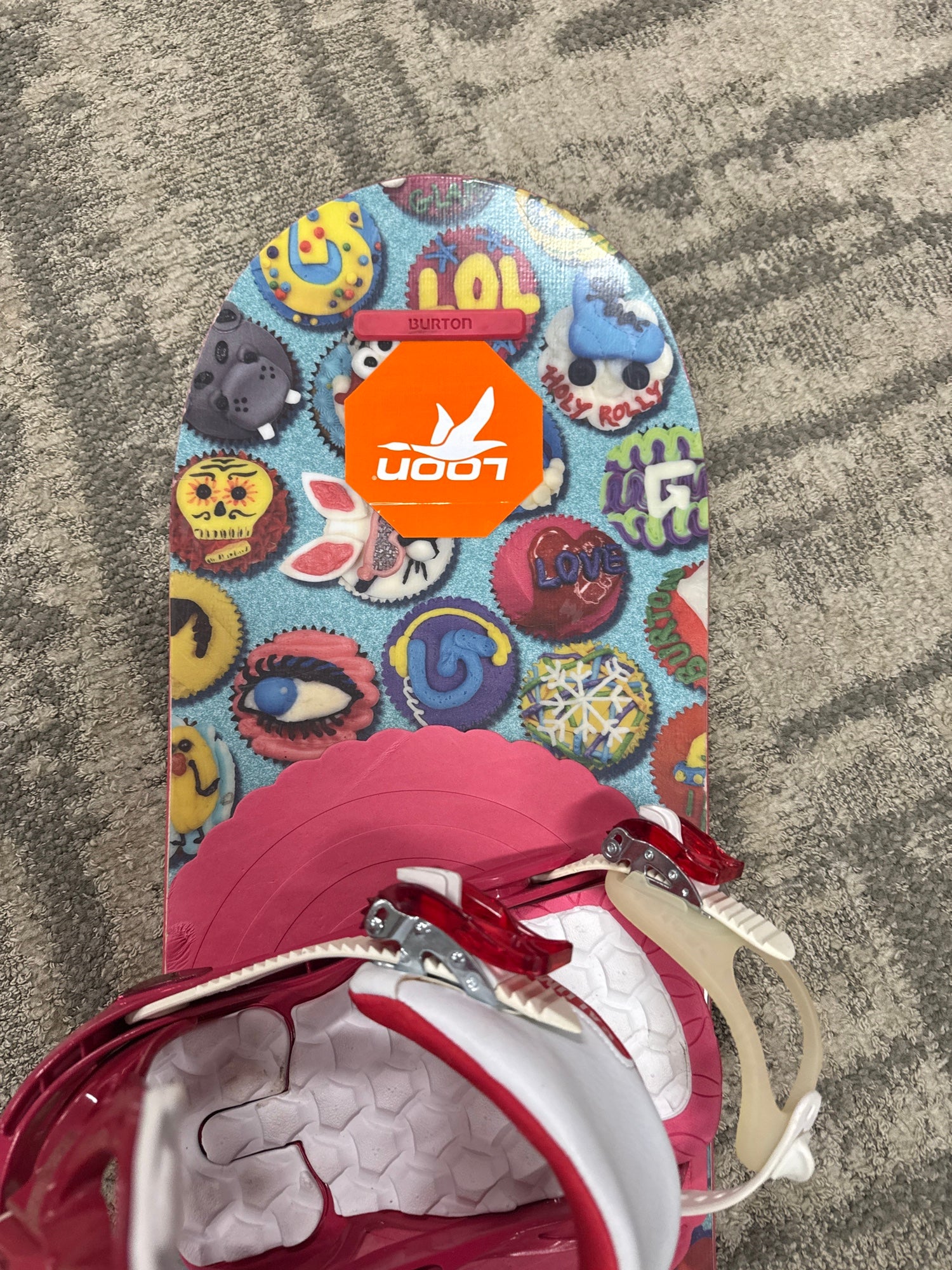 Kid's Burton Chicklet Snowboard With Small Salomon Rhythm Bindings
