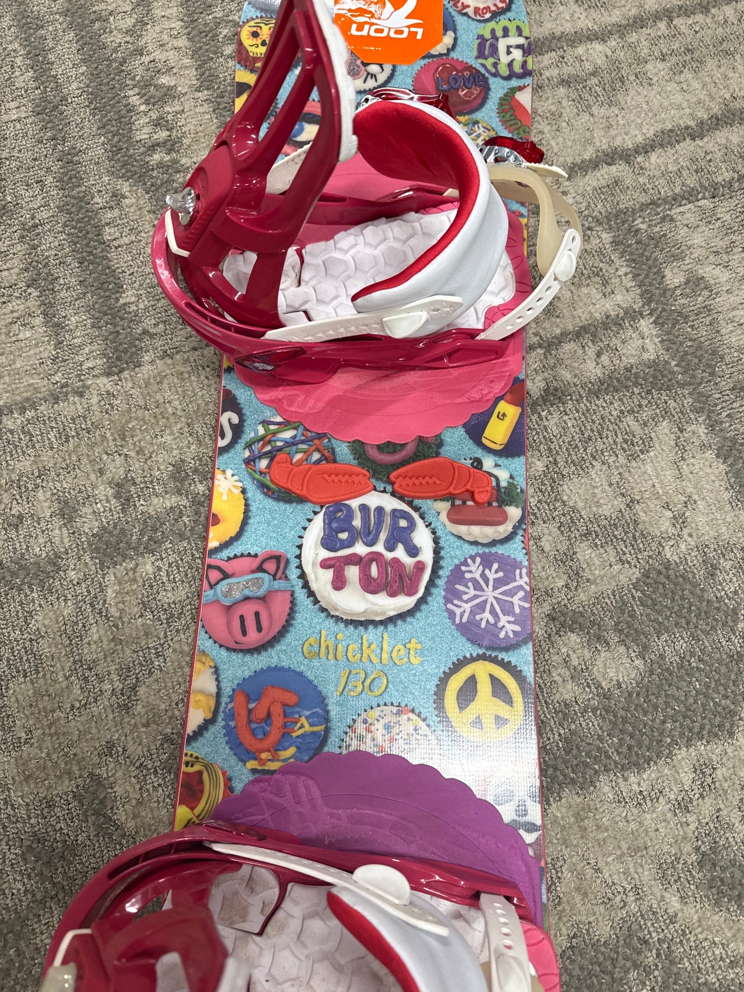 Kid's Burton Chicklet Snowboard With Small Salomon Rhythm Bindings