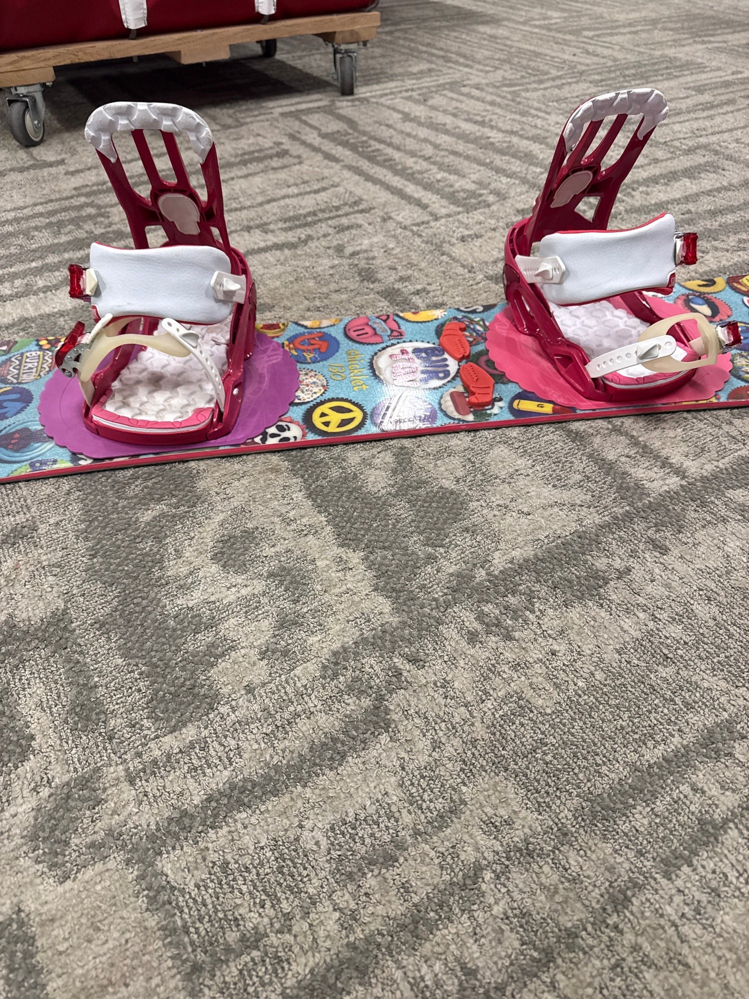 Kid's Burton Chicklet Snowboard With Small Salomon Rhythm Bindings