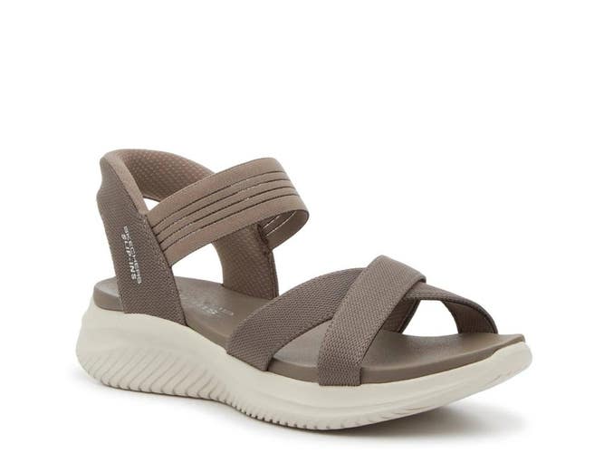 Skechers Hands Free Ultra Flex 3.0 Sandals Women's 7 Dark Taupe Slip On ZAP1451