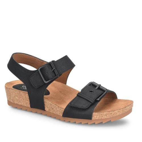 Eurosoft Glinda ES0062301 Sandals Women's US 10 Black Leather Slip-On ZAP1470