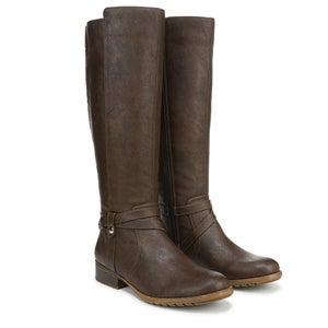 LifeStride Xtrovert Women's US 8 Dark Tan Leather Wide Calf Riding Boots ZAP1272