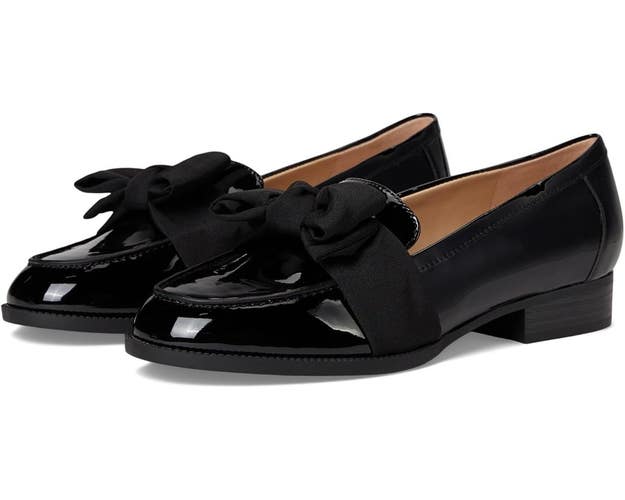 Bandolino Lindio Flat Women's US 9 Black Chic Bow Slip On Loafer Shoes ZAP1608