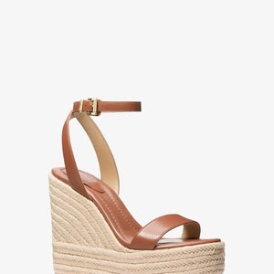 Michael Kors Leighton Sandals Women's US 8 Brown Wedge Heel Espadrille ZAP1854