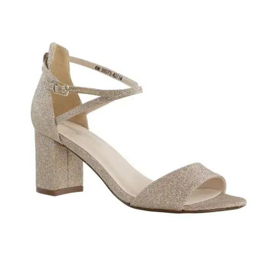 Touch Ups Jackie Sandals Women's US 6 Champagne Ankle Strap Block Heel ZAP1613