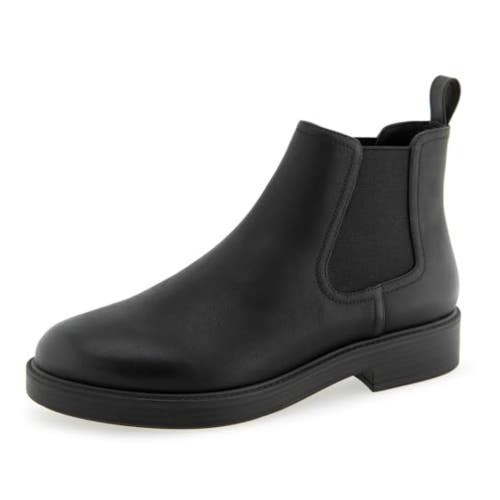 Aerosoles Poshan Boots Women's 10 Black Leather Round Toe Ankle Chelsea ZAP1412