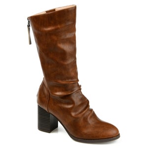 Journee Collection Sequoia Boots Women's 10 Brown Almond Toe Mid Calf ZAP1544