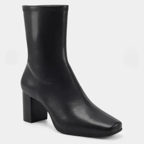 Aerosoles Miley Boots Women's US 9 Black Leather Block Heel Ankle Bootie ZAP1270