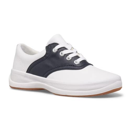 Keds School Days II Sneaker Kids US 3 White Navy Leather Lifestyle Shoes ZAP1626