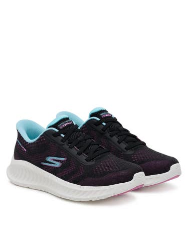 Skechers Go Walk Now Khloe 125643-BKPR Women's US 8 Black Slip-Ins Shoes ZAP1312