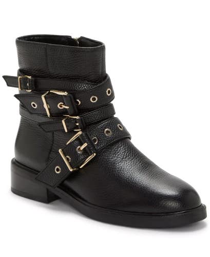 Vince Camuto Arielle Boots Women's US 12 Black Buckle Strap Moto Bootie ZAP1413