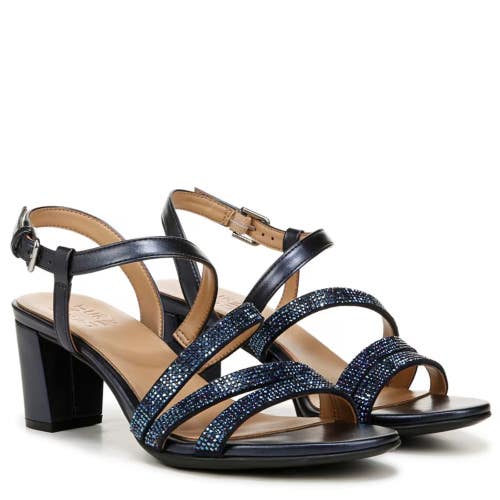 Naturalizer Bridget J0485M3400 Sandals Women's 9 Navy Sparkle Block Heel ZAP1452