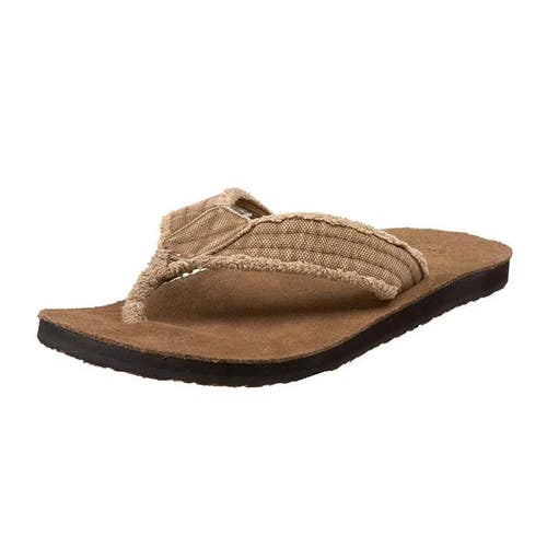 Sanuk Fraid Not SMS2117-KHA Sandals Men's 10 Khaki Toe Post Flip Flop ZAP1176