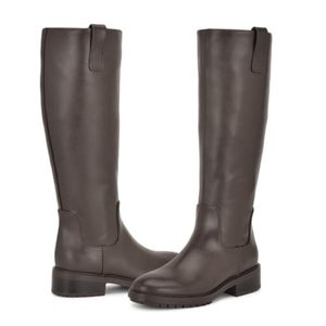 Nine West Leigha Boots Women's 9 Dark Brown Leather Round Toe Knee High ZAP1469