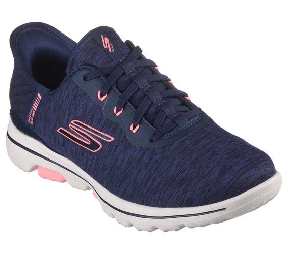 Skechers Go Golf Walk 5 123085-NVPK Womens Navy Slip-ins Spikeless Shoes DWA3856