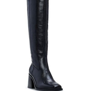 Vince Camuto Sangeti Boots Women's 7 Black Leather Square Toe Knee High RHS7164
