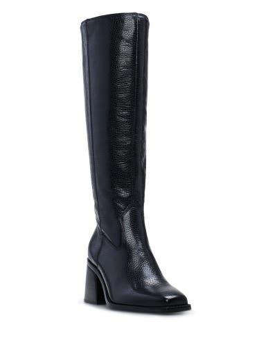 Vince Camuto Sangeti Boots Women's 7 Black Leather Square Toe Knee High RHS7164