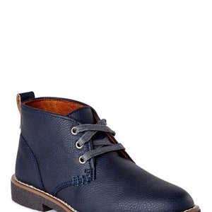 Deer Stags Freeport Kids Blue Faux Leather Round Toe Ankle Chukka Boots RHS7349